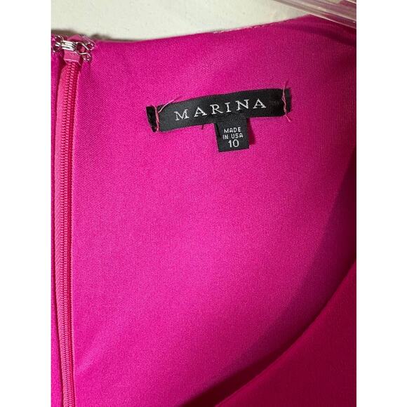 Marina Hot Pink Sleeveless V-neck Sheath Dress Size 10 NWT - Picture 3 of 8